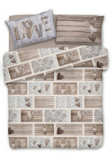 Parure Copripiumino Matrimoniale e Singolo 100% Cotone | Shabby Beige